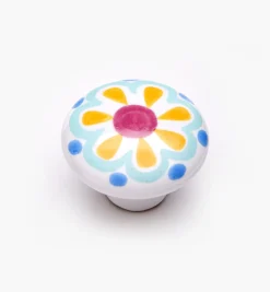 Brown Floral Painted Ceramic Knobs